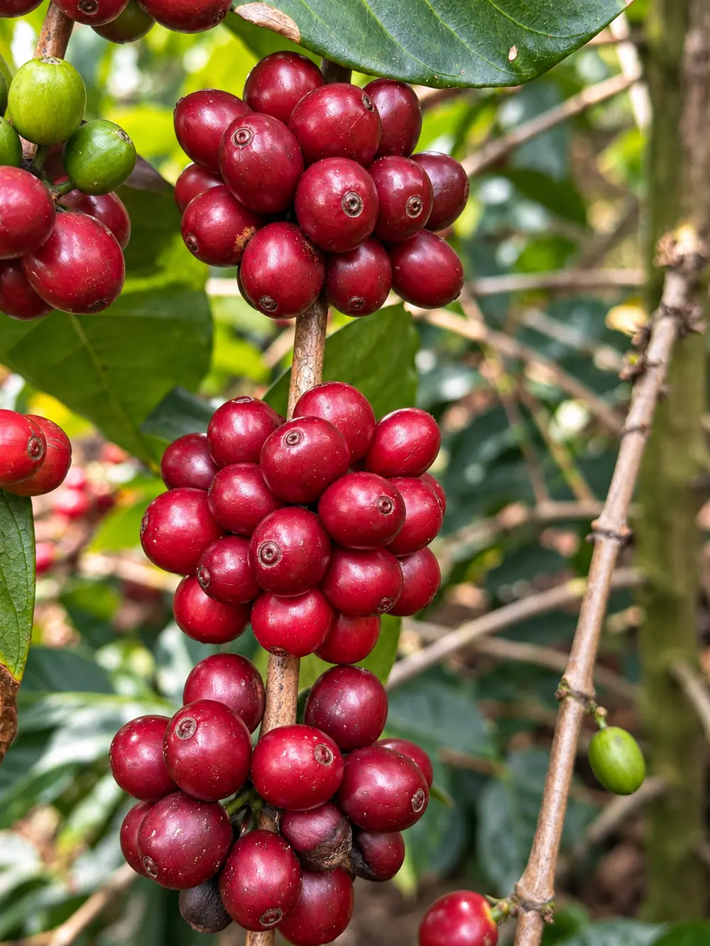 Cerezas de café maduras